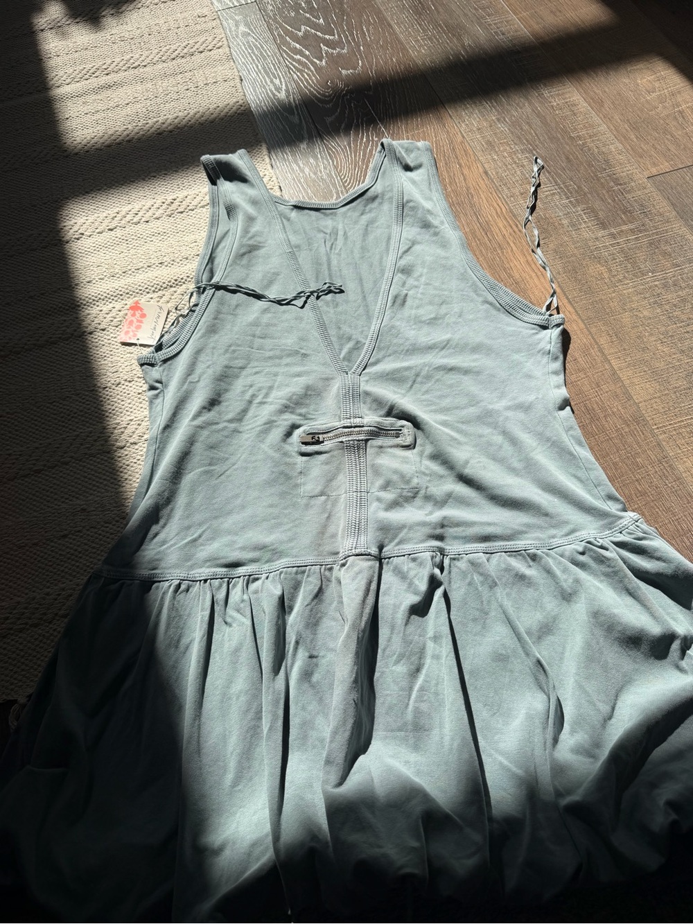 Free people bubble set Sleeveless Gathered Hem Tank Dress in Dusty Teal